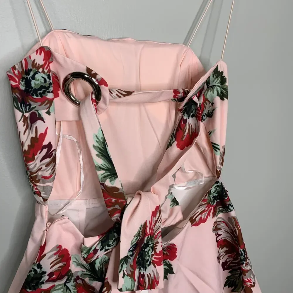 Blithe NWT Pink Floral Mini Dress Open Back - Picture 4 of 8